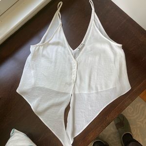 Tie front white crop top with spaghetti straps